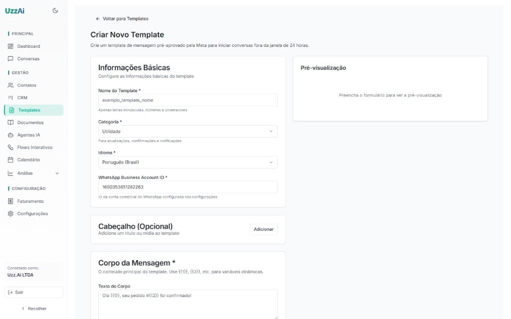 Editor de Template no UzzApp